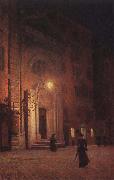 Aleksander Gierymski Street at night Spain oil painting artist